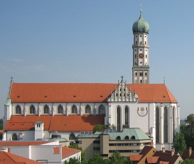 St. Ulrich, picture by Alois Wüst, GNU FDL 1.2, http://commons.wikimedia.org/wiki/Image:Augsburg_Ulrichskirche_mit_Haus_St_Ulrich.jpg